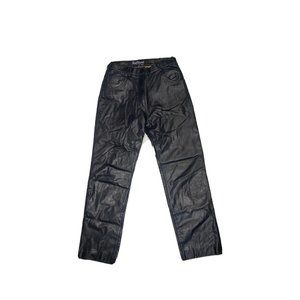 Vintage 80s Ruffiano Hahn Womens 29 Leather Pants Solid Black Genuine Straight